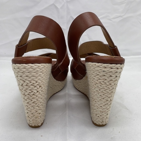 Splendid Dallis Wedge Platform Braided Hemp Strappy Brown Leather Sandal Sz 7 - Picture 4 of 10